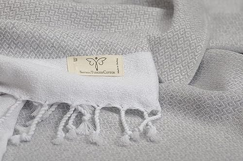 Miniatura 44 de SMYRNA TURKISH COTTON - Toalla de playa turca original de la serie Herringbone Algodón, prelavada, 37 x 71 pulgadas Toalla de baño peshtemal