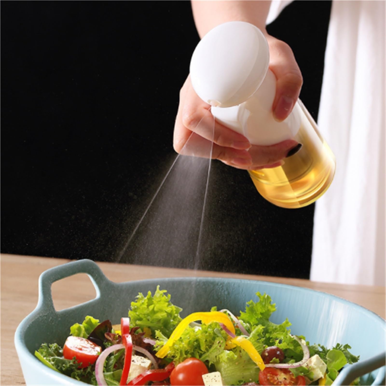 Ölflasche Oil Dispenser Olivenöl-Sprüher, Glas-Öl-Sprüher Ist Geeignet for Air Fryer Barbecue Ölspray Airfryer(Black)