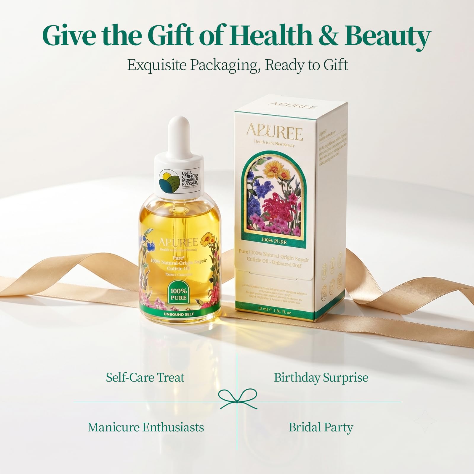 Apuree Bio-Based Cuticle Oil Nail Strengthener with Jojoba and Squalane