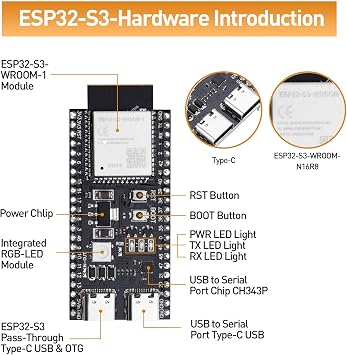 for ESP32 S3 DevKitC 1 N16R8 for ESP32 S3 WROOM1 N16R8 Development Board WiFi Bluetooth 5.0 Mesh Development Board