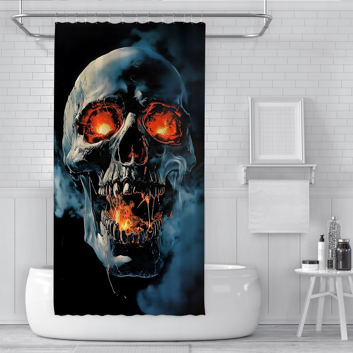 Red Black Gothic Skeleton Duschvorhang Halloween Badezimmer Bad 200x220cm