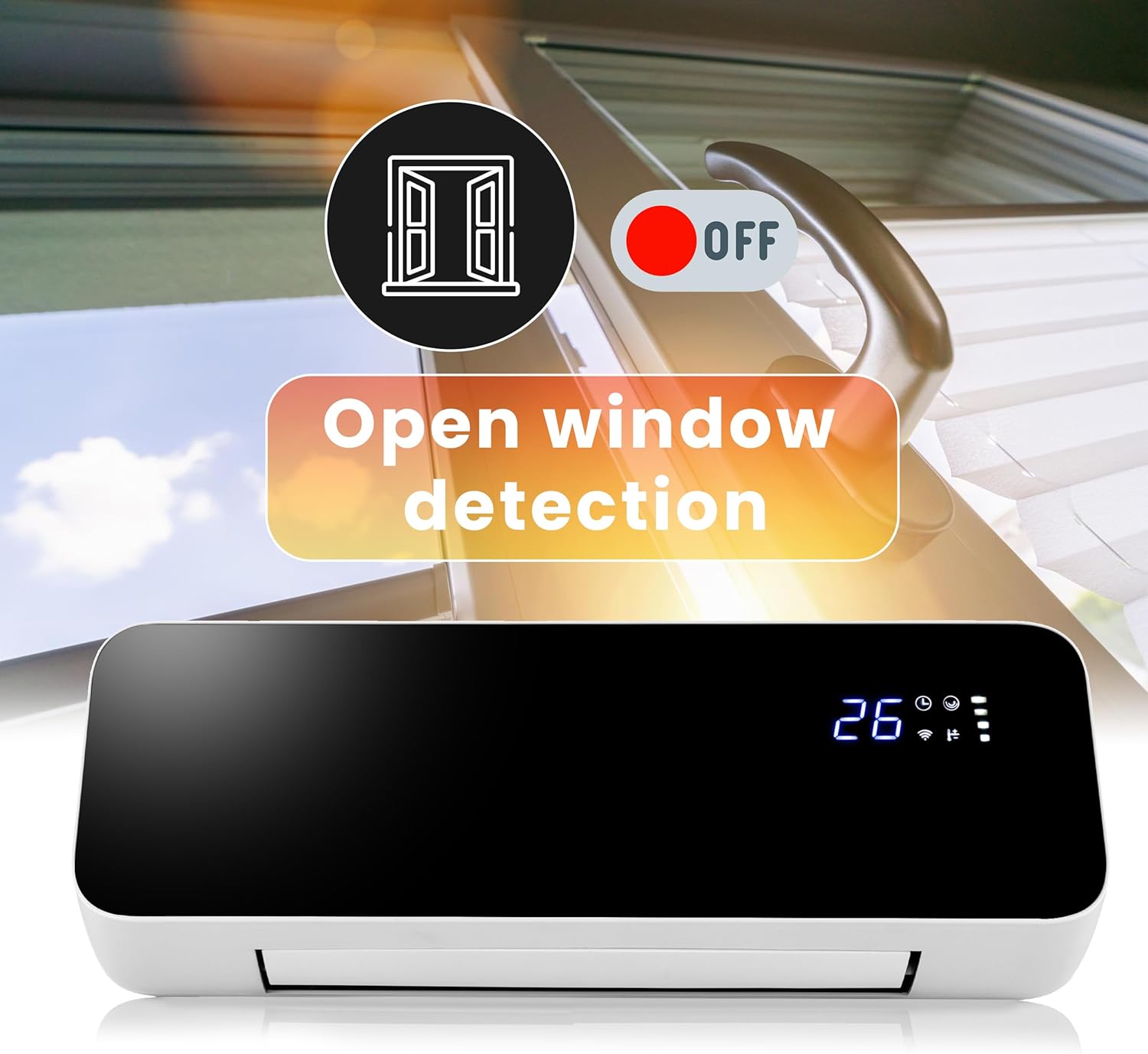 Lehmann wall heater with an 'Open window detection' graphic
