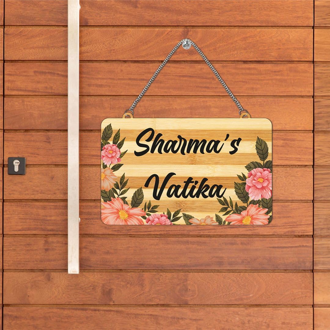 CVANU Customized Wooden Name Plate for Home Entrance Multicolour Size(10.5x18inch)_C1