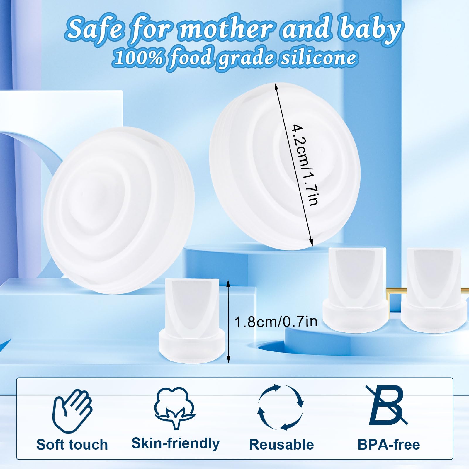 12 Pcs Breast Pump Replacement Parts for Mom Cozy M5, 8 Duckbill Valves and 4 Silicone Diaphragms Compatible with Momcozy M5 - Image 2