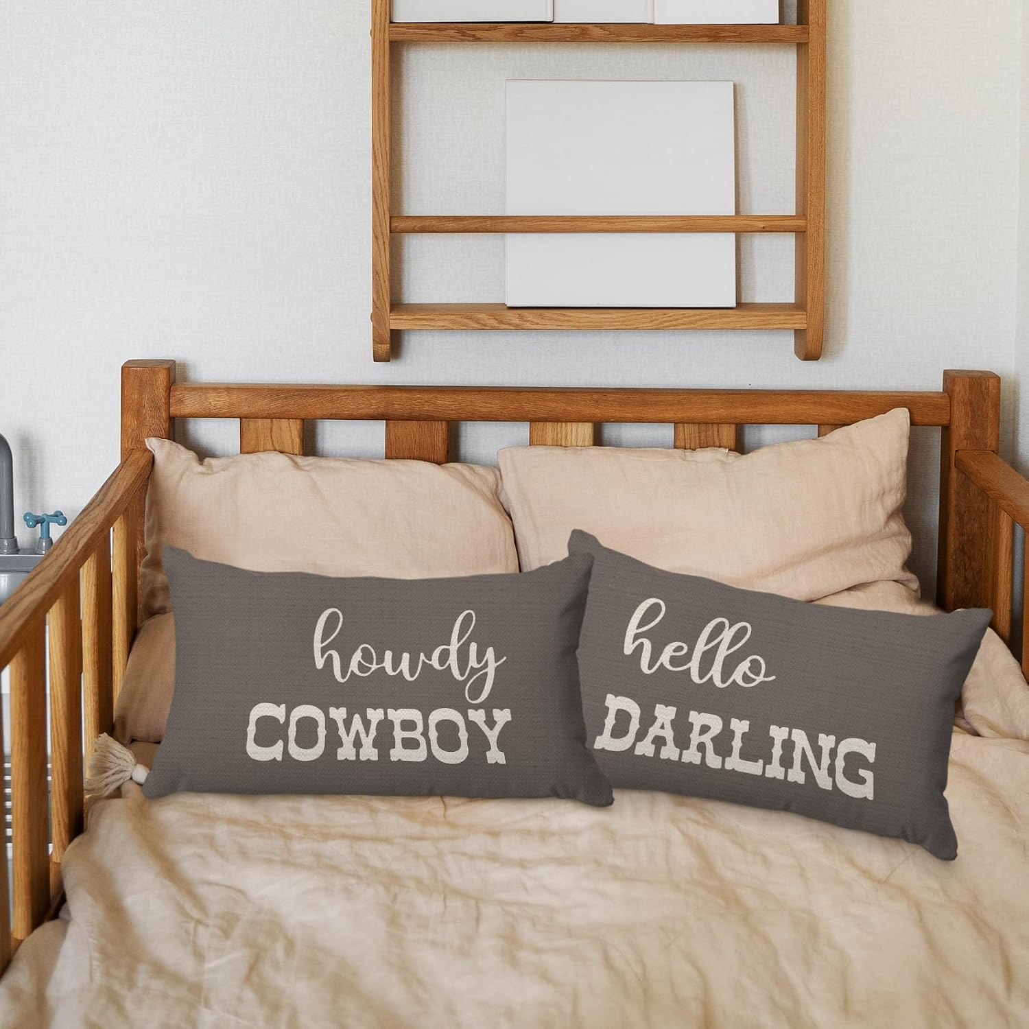 Western Bedroom Decor Throw Pillow Cover,Cowboy Cowgirl Teen Girls Boys Gifts,Western Pillow Covers Funny Couple Pillow Case 12 x 20 Inch Home Sofa Bed Decor Set of 2 (Grey) image 3