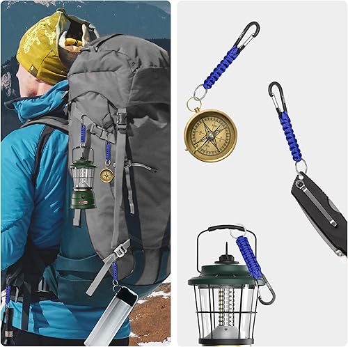 Miniatura 2 de EOTW Llavero de mosquetón, pequeño clip de mosquetón con llavero de paracaídas, mini organizador de llaves de anillo D de aluminio