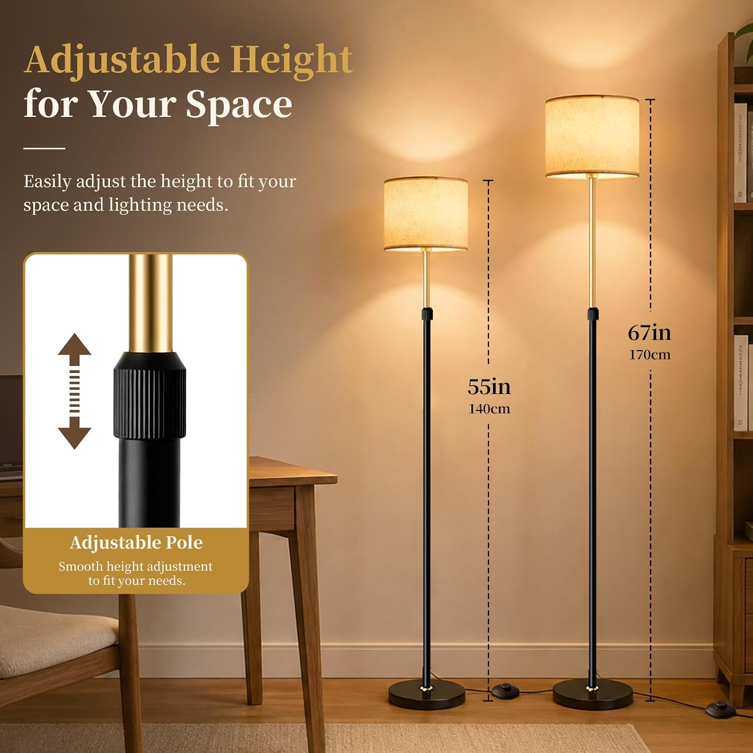 Dimmable Floor Lamp for Living Room, Standing Lamp with Remote, 55-67 in 4 717PRgNResL. AC SL1500