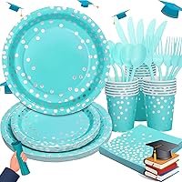 Vista 32 de 168 Piezas Platos y Servilletas de Papel Rosa Claro, Juego de Platos Desechables Rosa con Utensilios Sirve 24 Invitados para Baby Shower Graduación