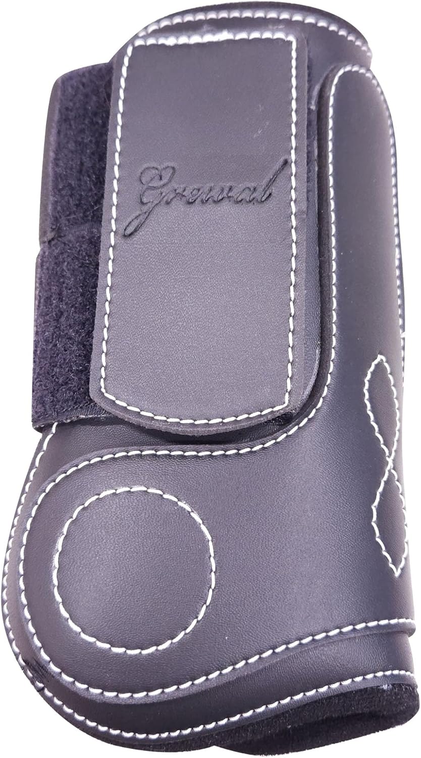 Grewal Equestrian Black Synthetic Open Front Tendon Boots - Fetlock Boots