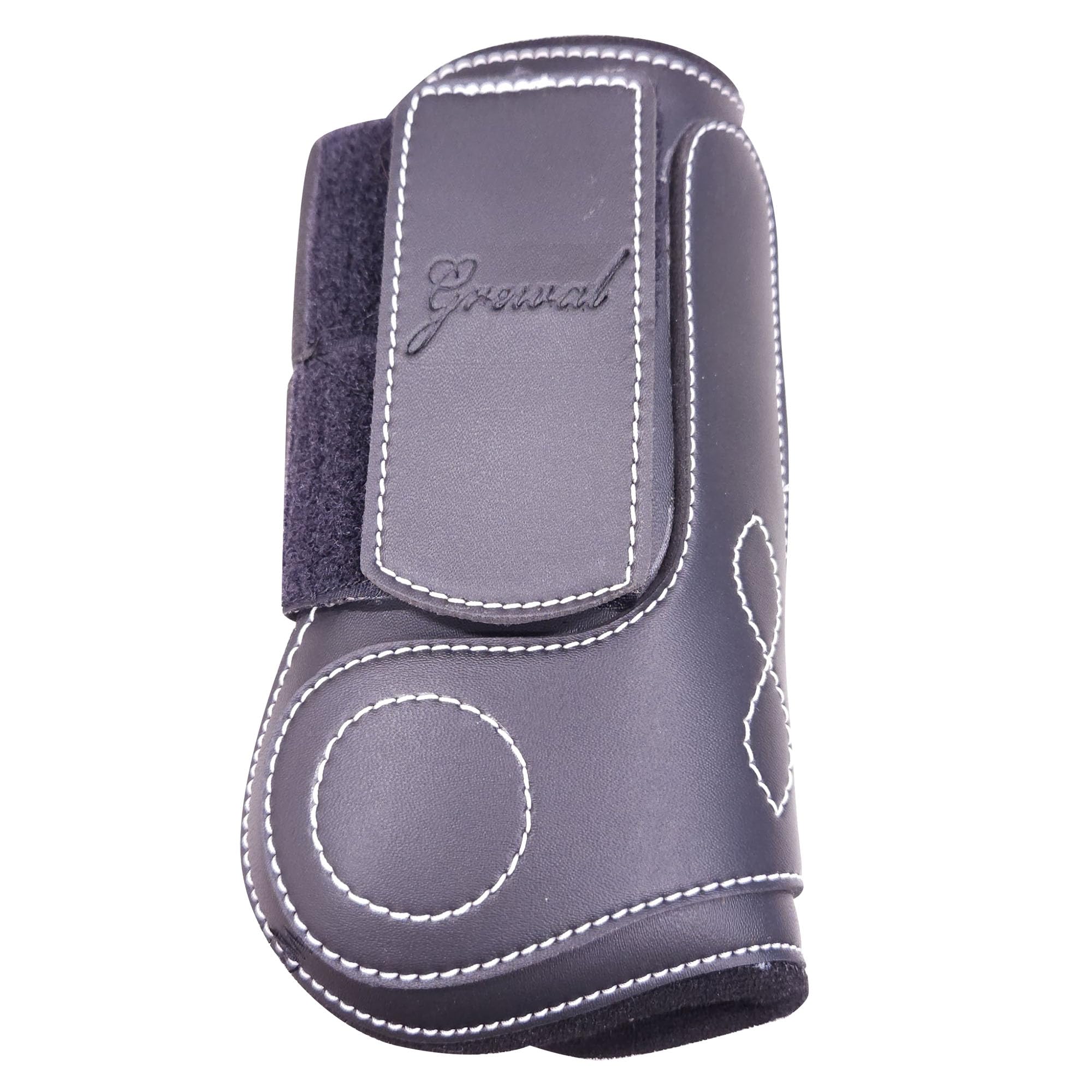 Grewal Equestrian Black Synthetic Open Front Tendon Boots (Small)