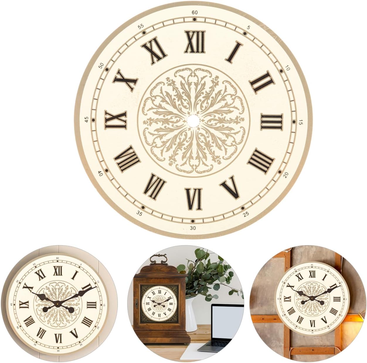 Homemade Aluminium Dial Round 17.3 cm with Roman Numerals Clock Movement Replacement Parts Watch Accessories for Wall Clock Repair