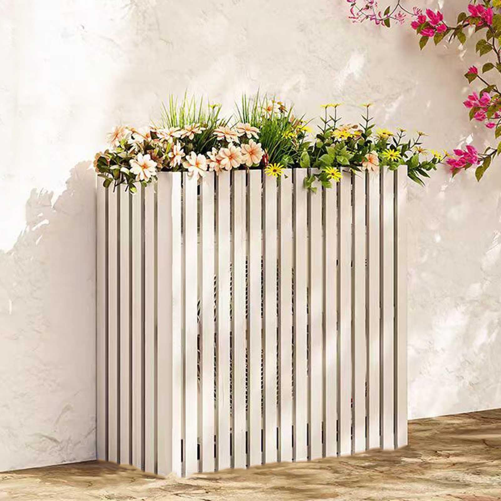 Valla de aire acondicionado resistente a la intemperie y cubierta de radiador, reducción de ruido para equipos de piscina y cubo de basura, tamaño grande, 85 x 35 x 80 cm
