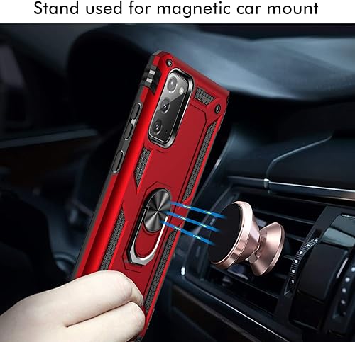 Miniatura 10 de Meifei Funda para Samsung Galaxy Note 20, funda para Samsung Galaxy Note 20, grado militar giratorio de 360 grados, soporte de anillo de metal,