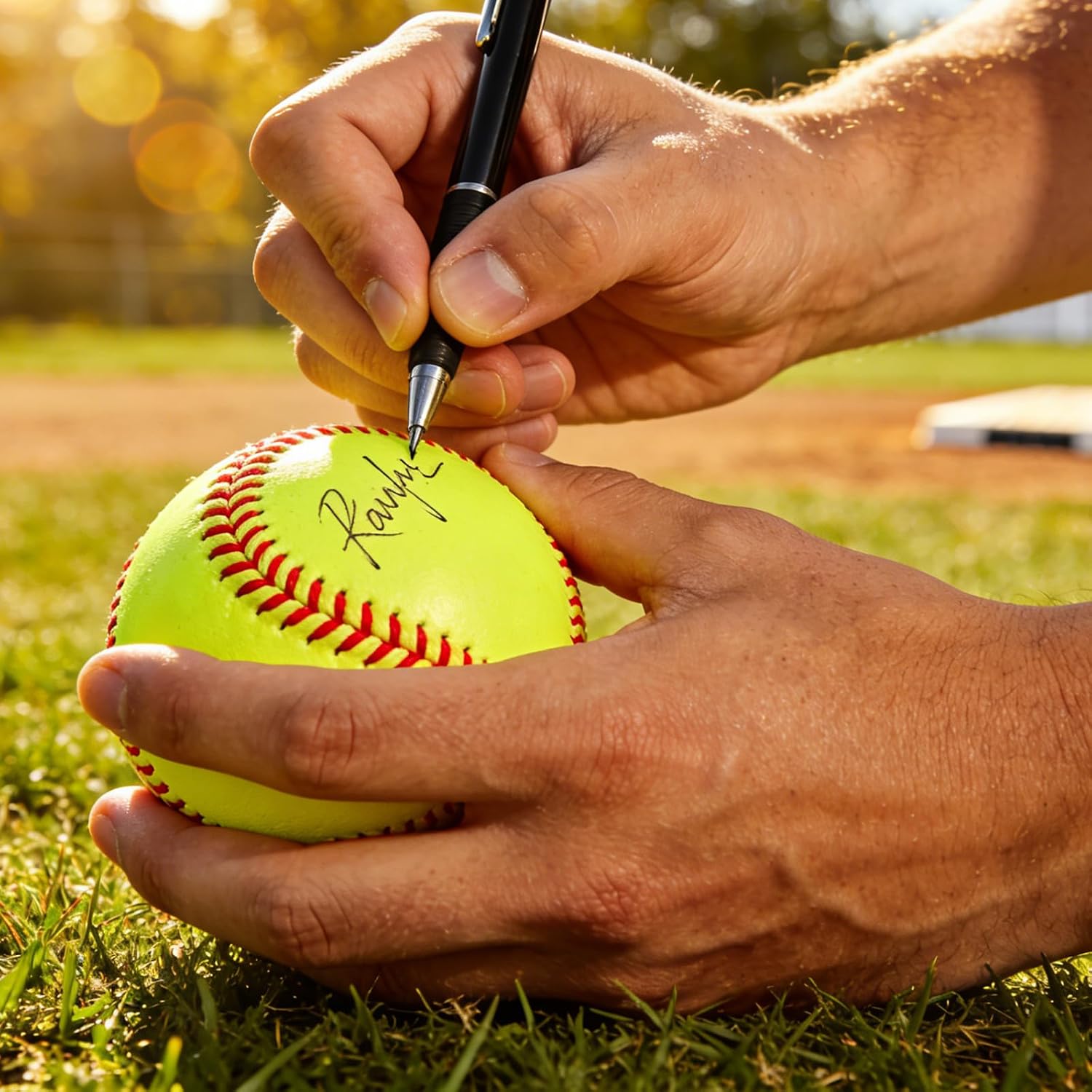 6pcs Sports Practice Softballs 12 Inch Practice Leather Softballs Official Size and Weight Softball Leather Covered Training Ball for Games Practices Training Batting