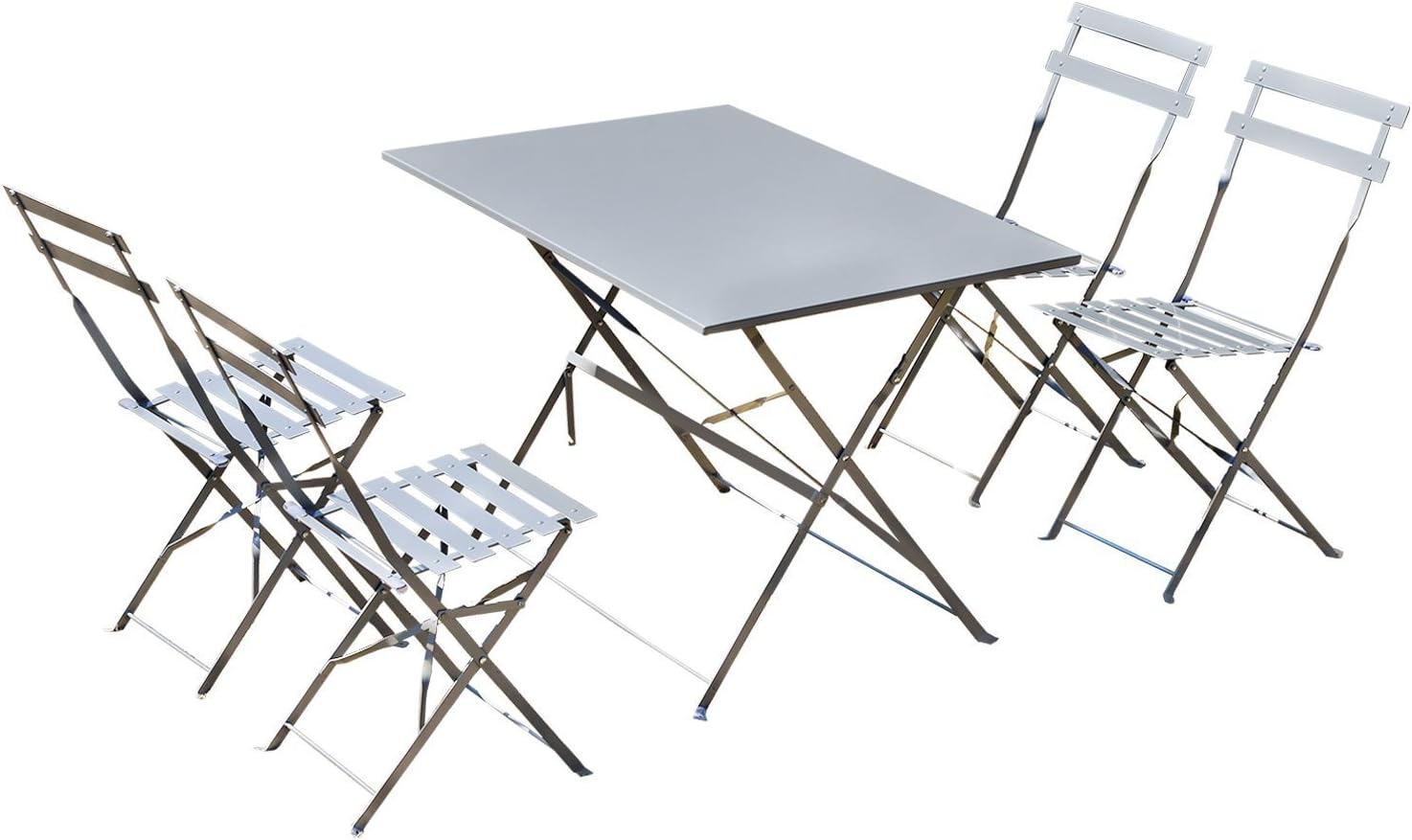 Outsunny 5 Piece Outdoor Metal Folding Table and Chairs Set