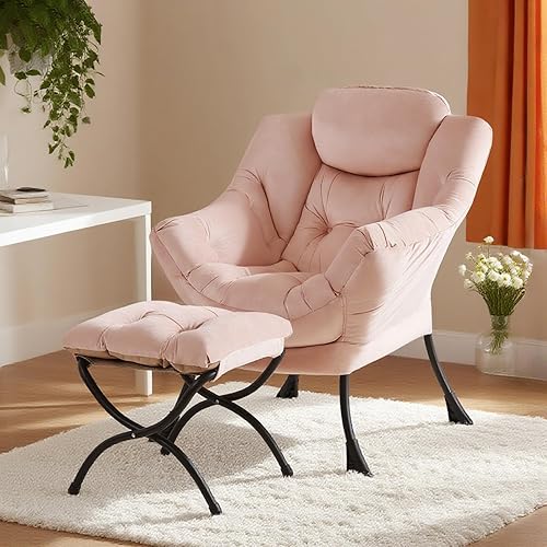Miniatura 3 de Tiita - Sillón reclinable con otomana, grande, moderno, sofá de ocio, de lectura, con reposapiés, para dormitorio, sala de estar, dormitorios,