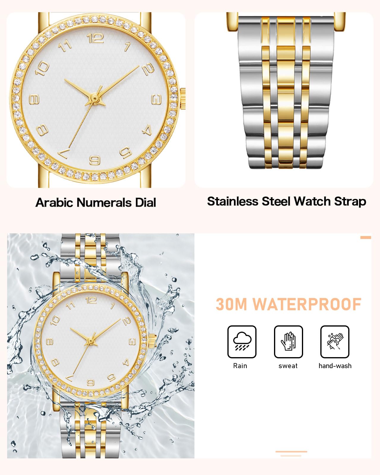 CIVO Montre Femme Acier Inoxydable Analogique Montre Bracelet Femme Quartz Etanche, Mode Cadeau Femme