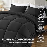 Vista 2 de Sonive Edredón acolchado para todas las estaciones, relleno de edredón alternativo para todas las estaciones, microfibra suave y transpirable