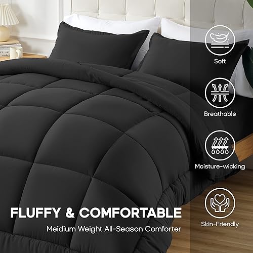 Miniatura 2 de Sonive Edredón acolchado para todas las estaciones, relleno de edredón alternativo para todas las estaciones, microfibra suave y transpirable de