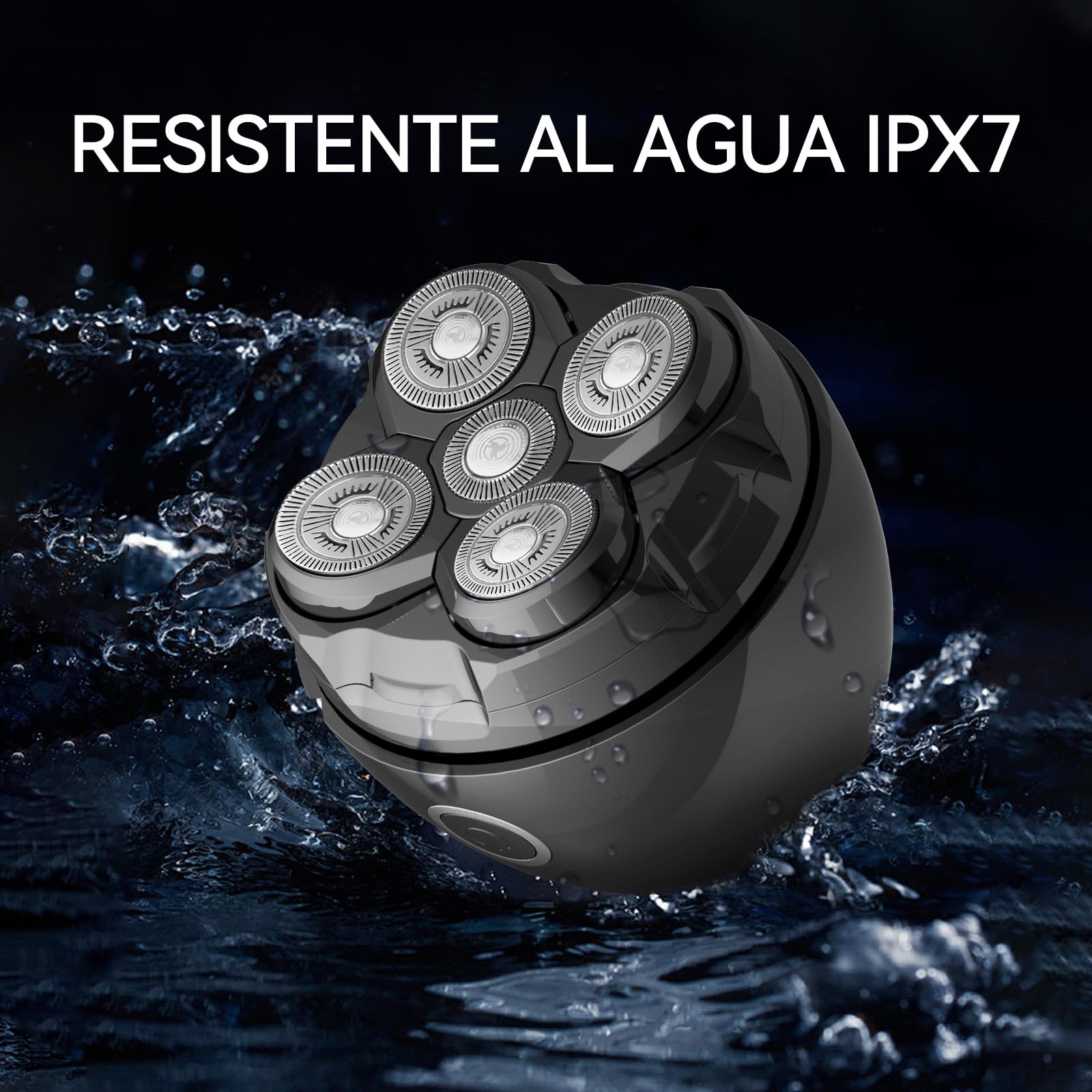Afeitadora Cabeza Hombre, Maquina Afeitar Cabeza Magnético 5D Cabezales Flotantes Afeitadora Cabeza Uso Seco y Húmedo IPX7 Impermeable 120 Mins de Uso Usb-C Recargable