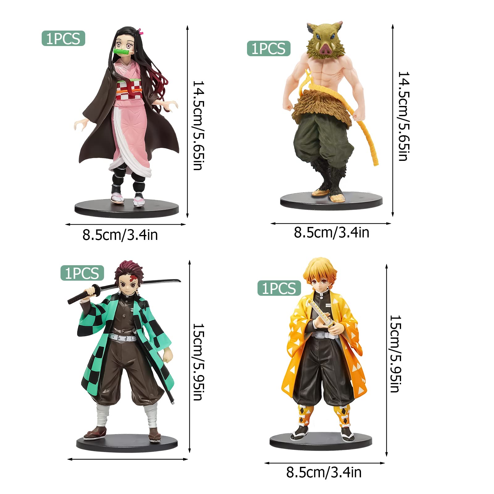 ZORTORZ Anime Action Figure 4 Pieces, 15 cm Manga Anime Figures