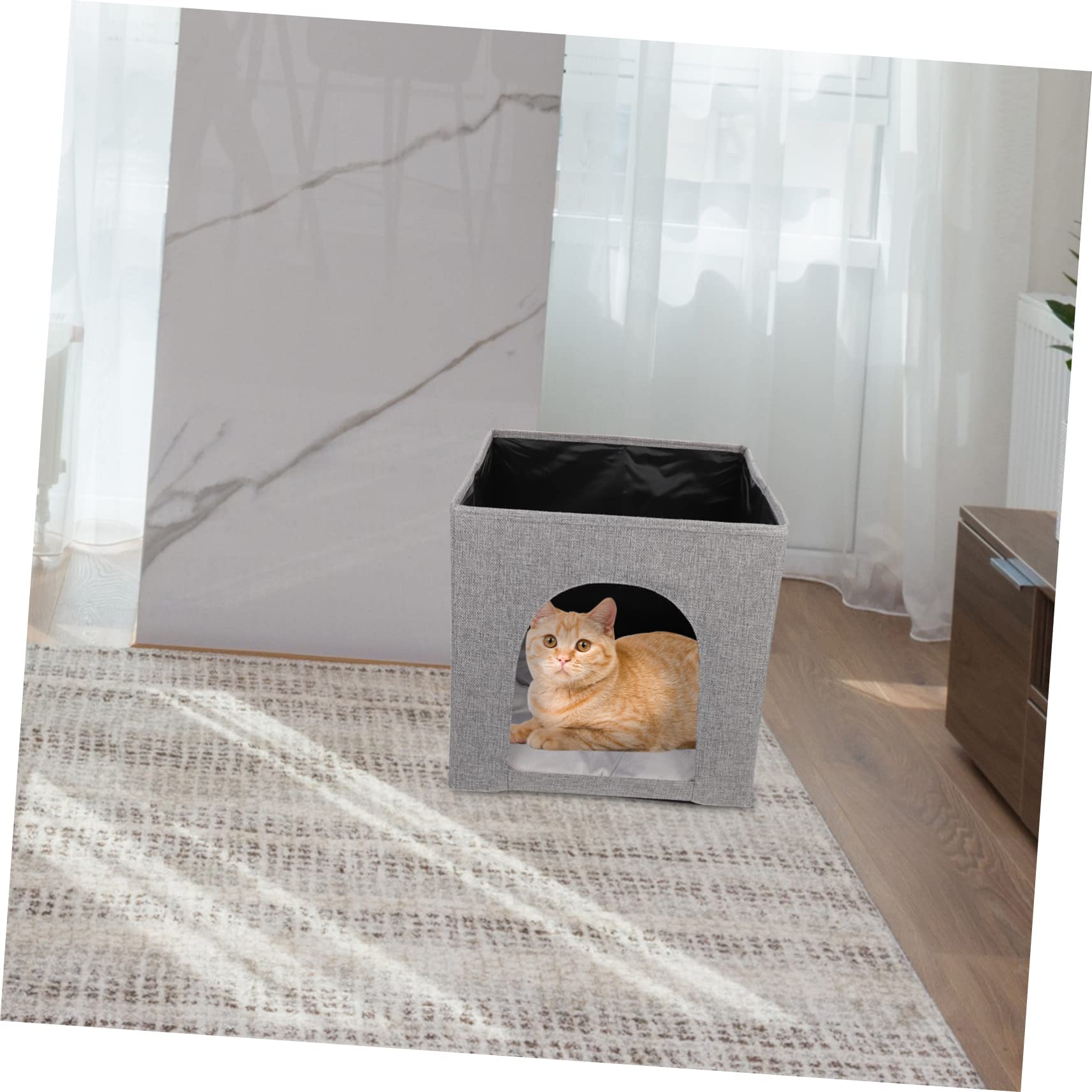TOYANDONA Maison pour Chat Niches Lin Nid Respirant Intérieur Et Extérieur Lit Confortable Pliable
