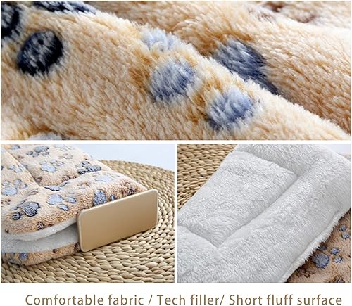 Miniatura 4 de 2 Pcs Pet Bed Mats. Ultra Soft Pet (Dog/Cat) Bed with Cute Prints. Reversible Faux Lambswool Kennel Pad for Medium Small Dogs and Cats. Machine
