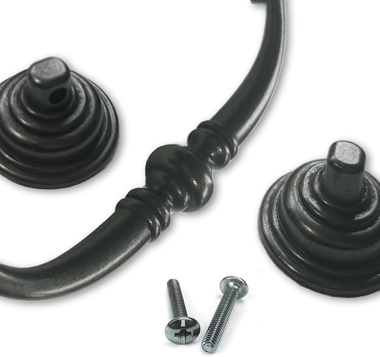 6 PCS Oil-Rubbed Bronze Metal Drop Bail Pulls, 3-1/2" Center to Center, Vintage Shabby Chic Drawer Handles for Dressers, Cupboards, Wardrobes, and Kitchen Cabinets