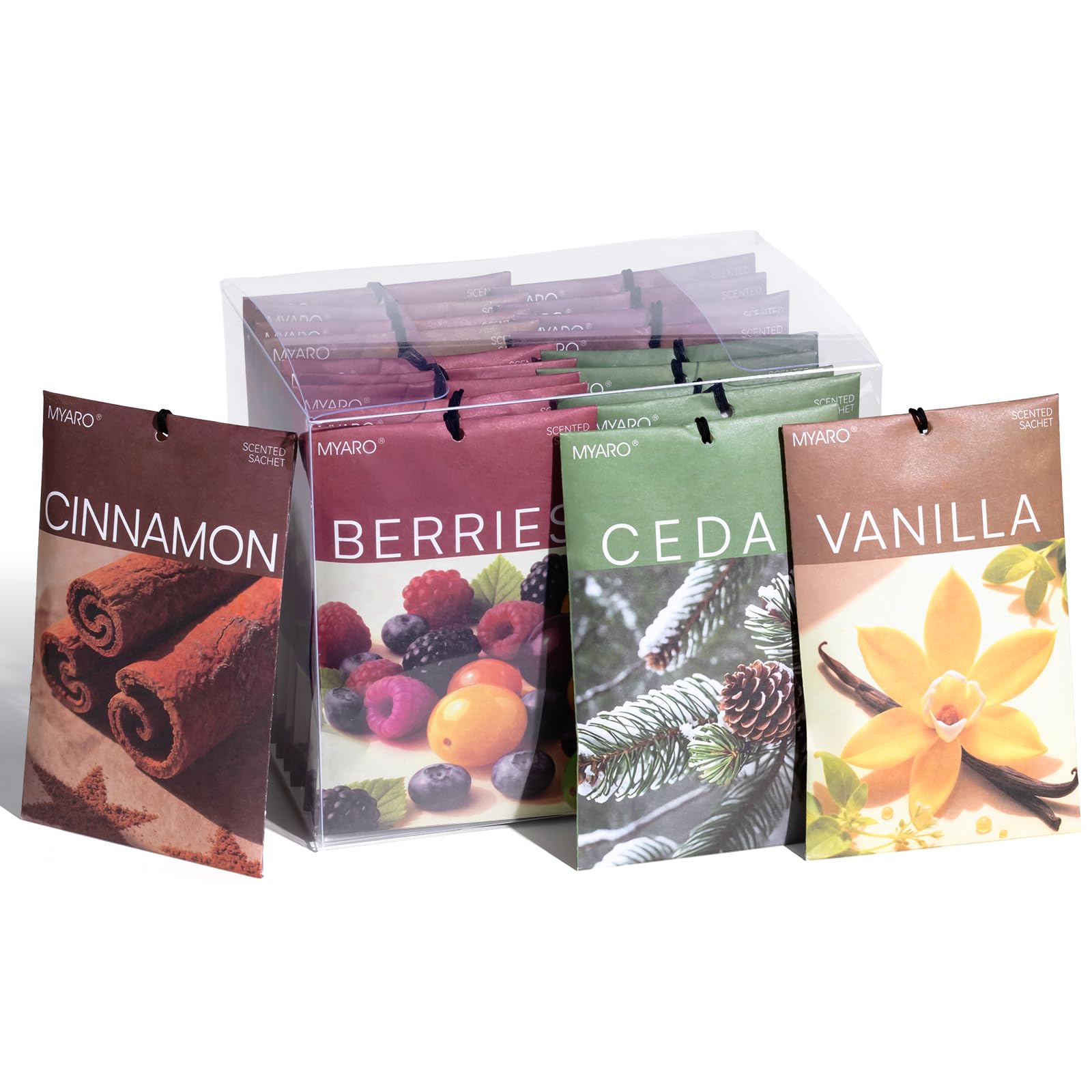 MYARO 20 Pack Assorted Warm Scented Sachets, Closet Deodorizer Freshener