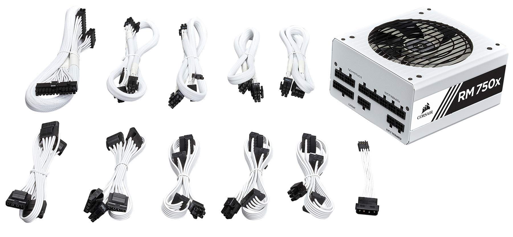 Corsair RMX White Series (2018), RM750x, 750 Watt, 80+ Gold Certified, Fully Modular Power Supply – Bianco