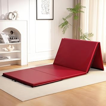 Gymnastics Mat 4x8x2" - Thick Folding Gym Exercise Mat with Carrying Handles, Home Floor Tumbling Pad for Yoga Martial Arts Stretching Aerobic Fitness Training