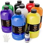 Nicpro 14 Couleurs Grand ensemble acrylique pour peinture (33.8 oz,1000 ml) Prémélange de produits de peinture à haut débit avec huile de silicone pour, gants pour la création de cellules débutante DIY, Prêt à verser