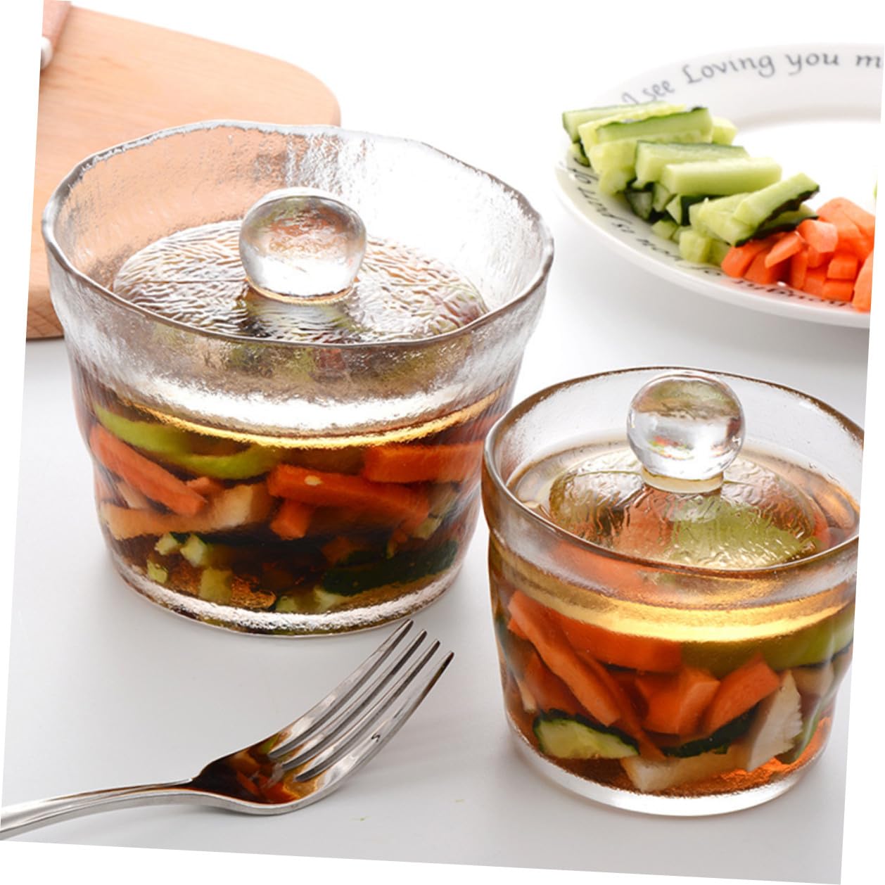 GALPADA Gurkenbehälter aus Glas mit Schraubverschluss Transparenter Lagerbehälter für Salate und Snacks