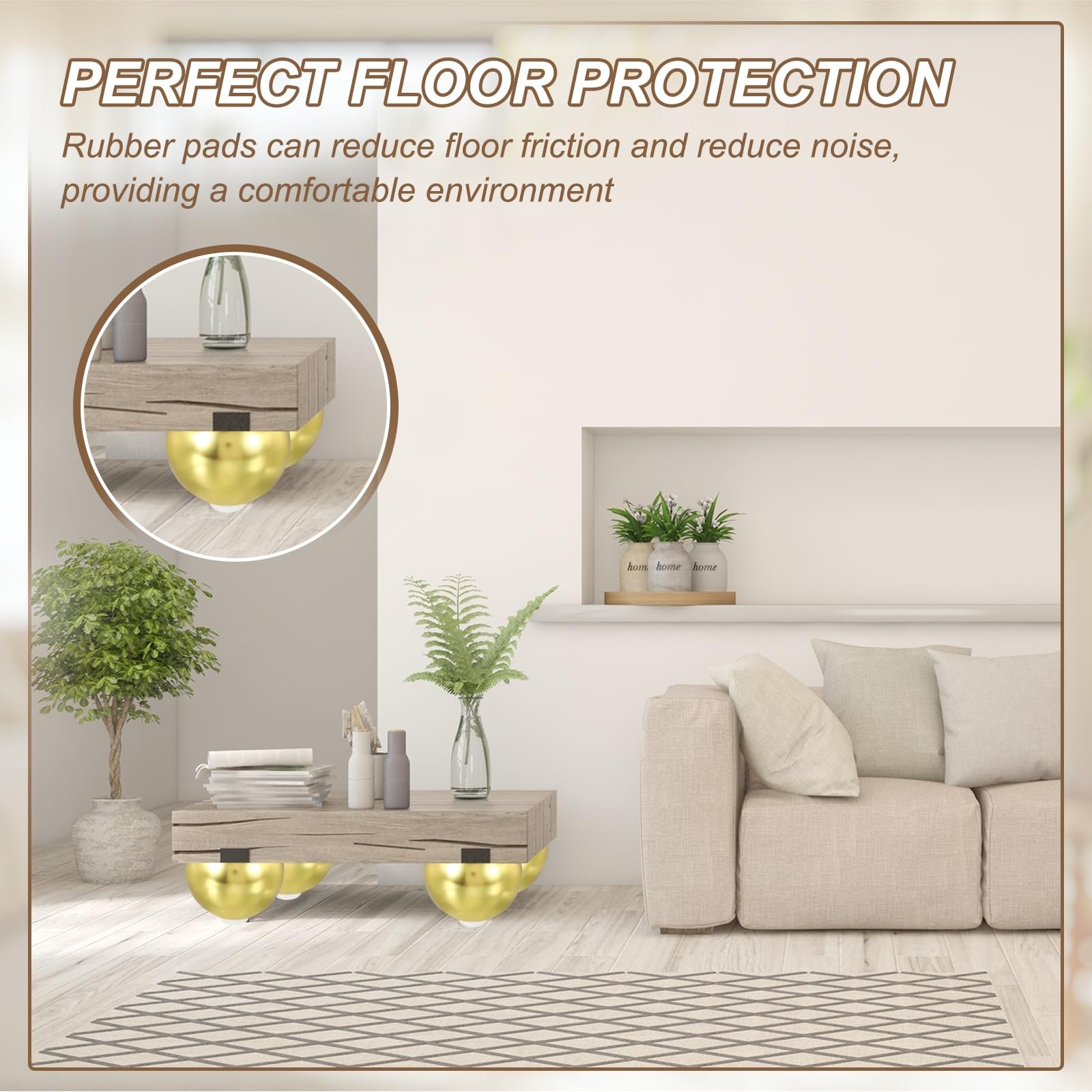 QUARKZMAN Juego De 4 Patas para Muebles para Cómoda Sofá Mesas 3.94" Dorado | Patas De Mueble De Esfera De Metal Resistente, Con Almohadillas De Goma, Cama Y Gabinete
