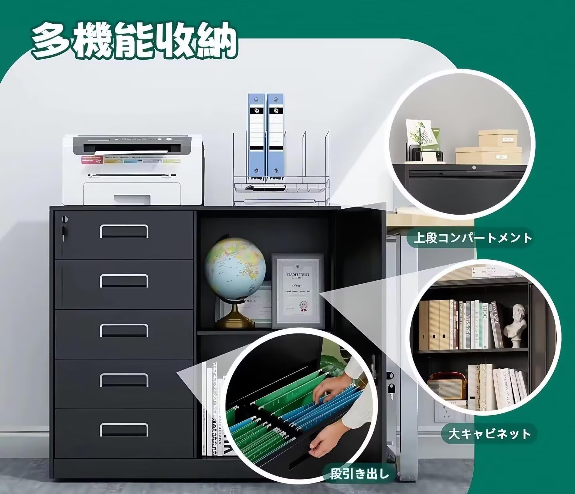 Amazon.co.jp: EastEamily オフィスキャビネット 完成品 ファイル収納