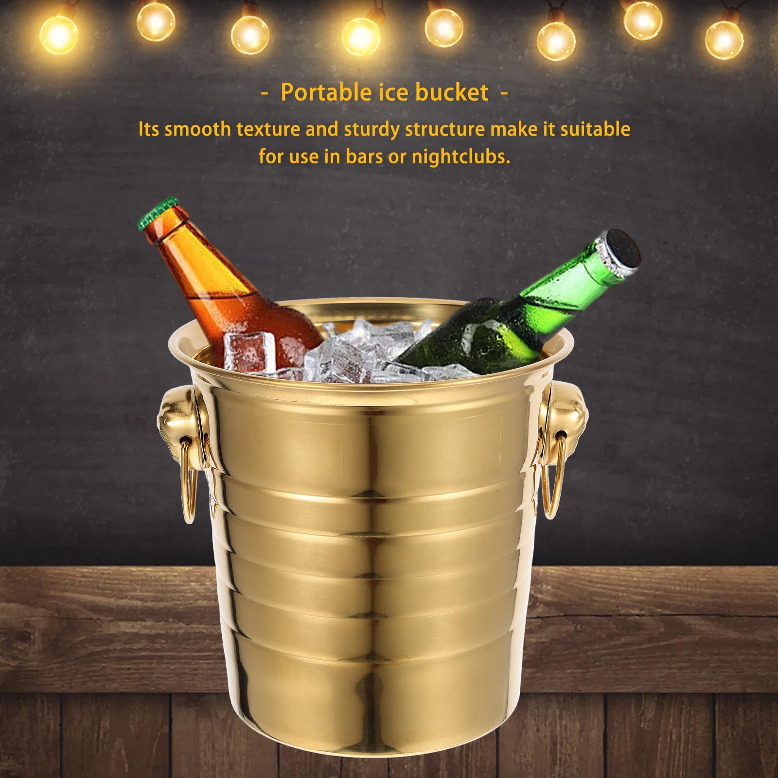 Secchiello per Ghiaccio in Acciaio Inox 5L Testa di Tigre Spessa Secchiello per Ghiaccio da Bar Rinfrescante per Birra e Vino per Feste e Uso Quotidiano