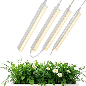 T5 1FT 0.3M 6W4 Warm Light 3000K Grow Light Tubes,Full Spectrum LED Grow Lights,6W Energy Efficient,Plug & Play,for Hydroponics/Soil Seedlings Vegetables Herbs Flower 4 Packs