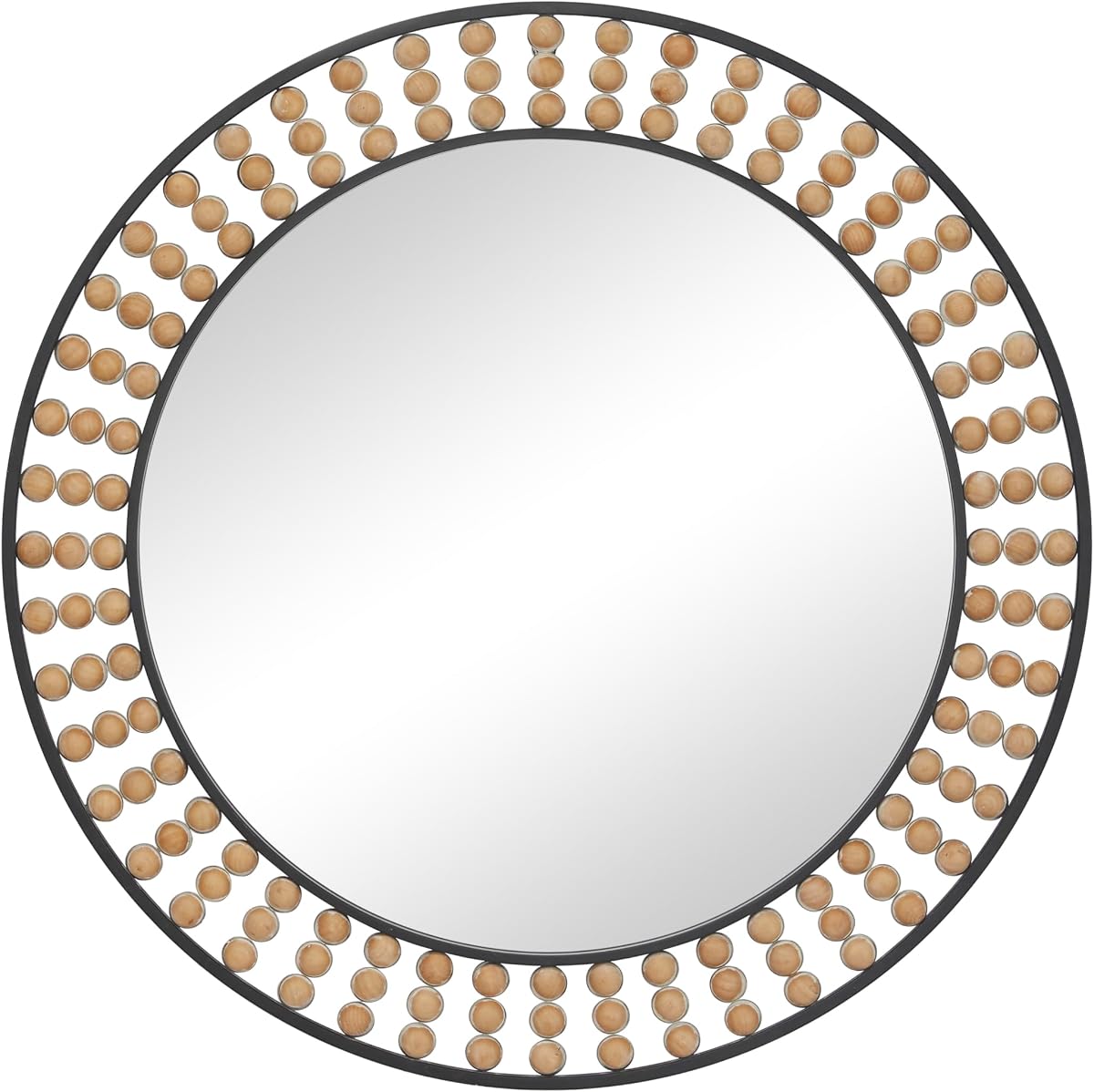 Metal Room Wall Mirror Entryway Mirror with Beaded Detailing, Wall Mounted Mirror 31" x 2" x 31", Black