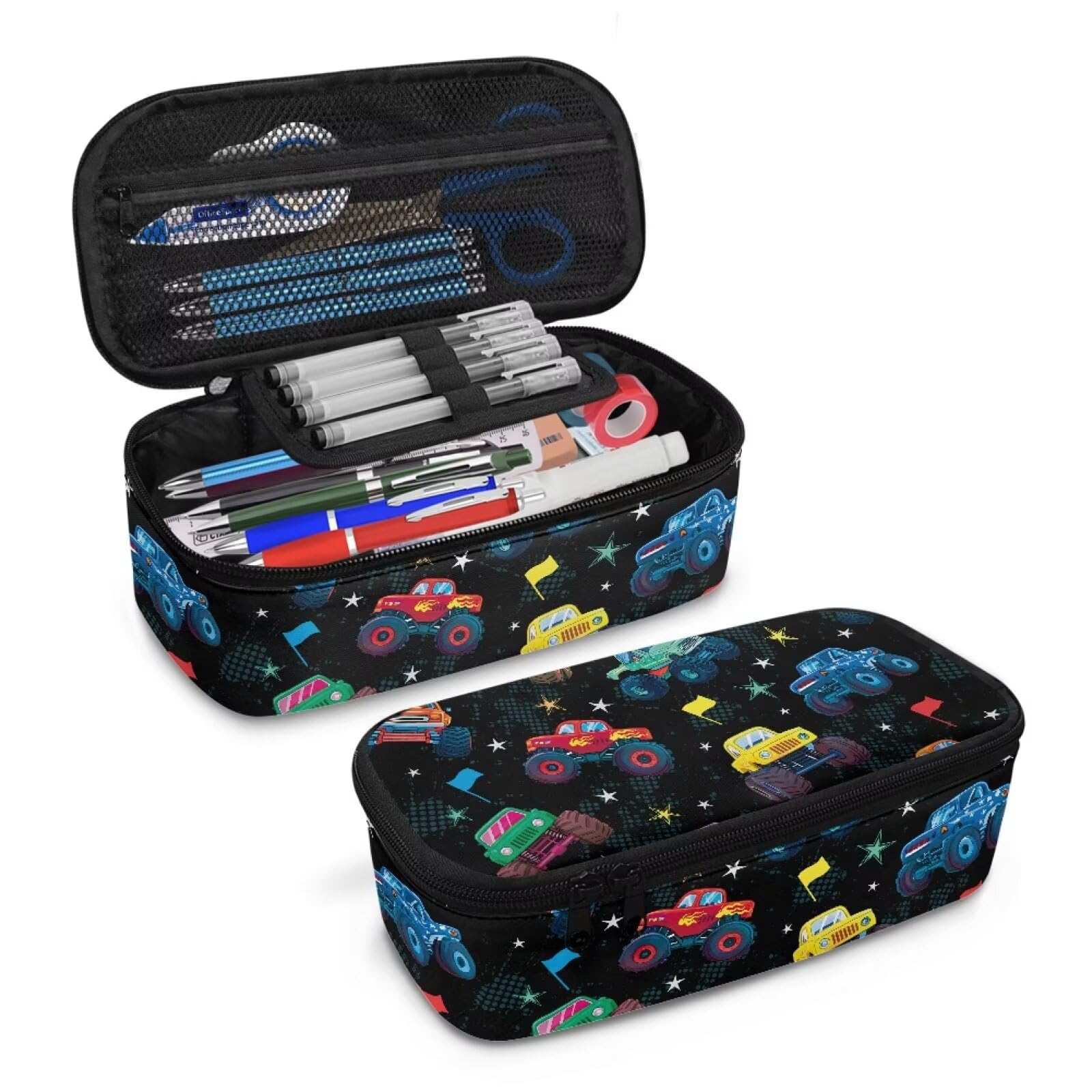 Truck Print Kids Pencil Case Large Capacity Pencil Bag for Boys Girls Portable Lightweight Pen Pouch for Preschool Elementary Children