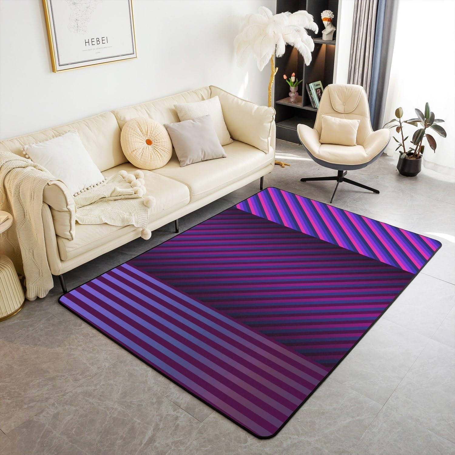 Tapis de chambre 120 X 160 Cm géométrique imprimé en mousse douce 3D