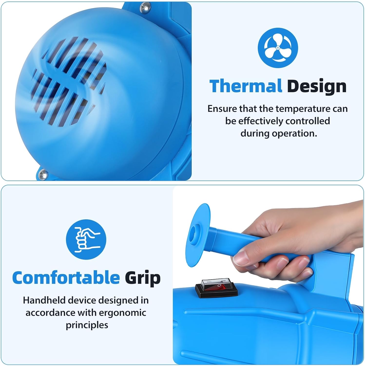 5L Electric ULV Fogger Sprayer, Portable Cold Fogger with 3 Nozzles Adjustable Flow Rate, 30ft Spraying Distance 14-25 Microns, 150-330ml/minute, for Home School Lawn Yard Blue US Plug