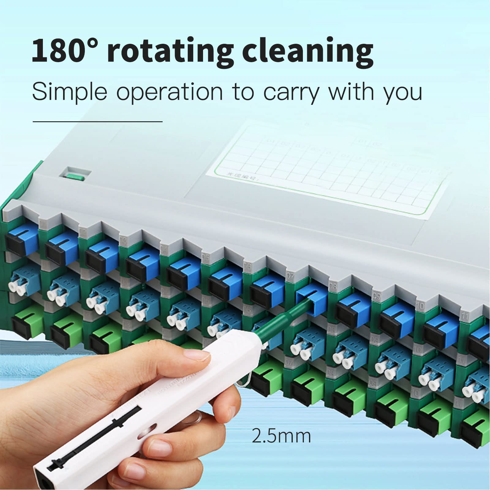 MSDADA Glasfaser Reinigungsstifte Glasfaser-Reinigungsbox, Fiber Optic Cleaner AUA-550 Reinigungskassetten-Reiniger für Glasfaserkabel LC/MU/SC/FC/ST/E2000/MPO/MTP/MTRJ/MU(LC+SC+Reinigungsbox)