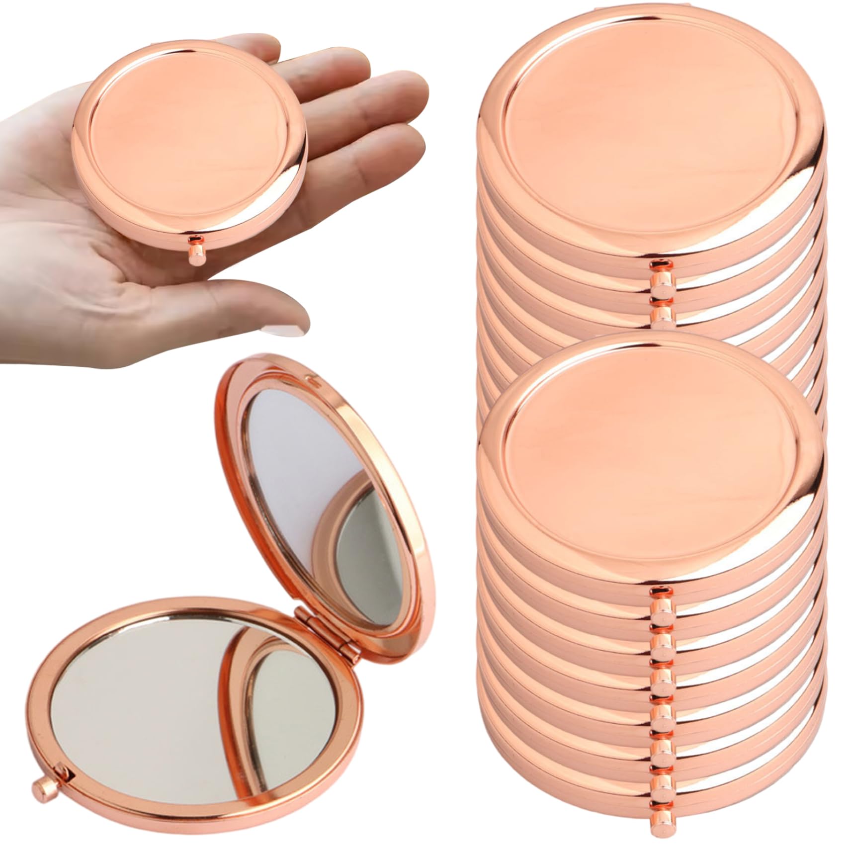 Specchio compatto, tasca rotonda vintage bifacciale da 20 pezzi per donna
