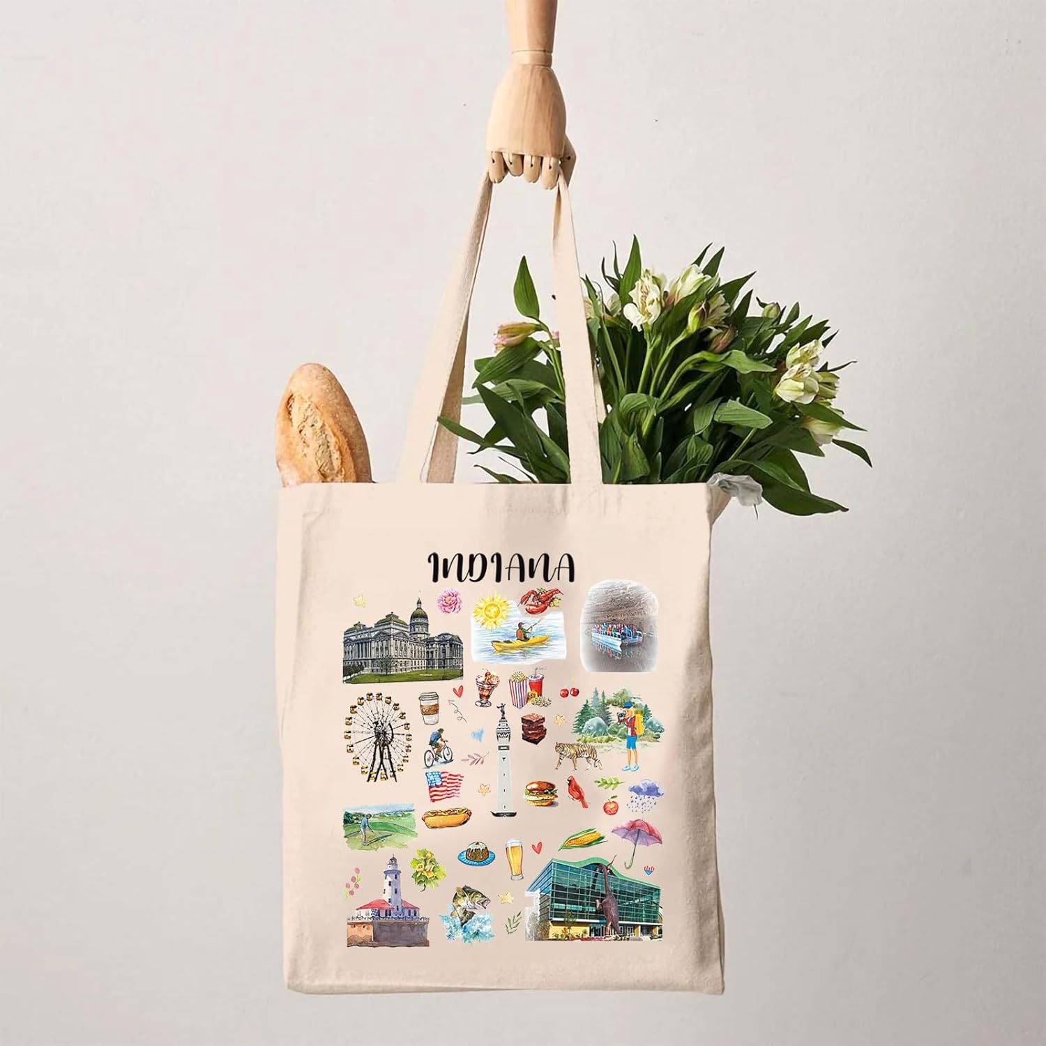 G2TUP Indiana State Souvenirs Gift Indiana Travel Tote Bag Indiana Home Handbag Indiana Tourism Gift Indiana Vacation Gift - Image 3