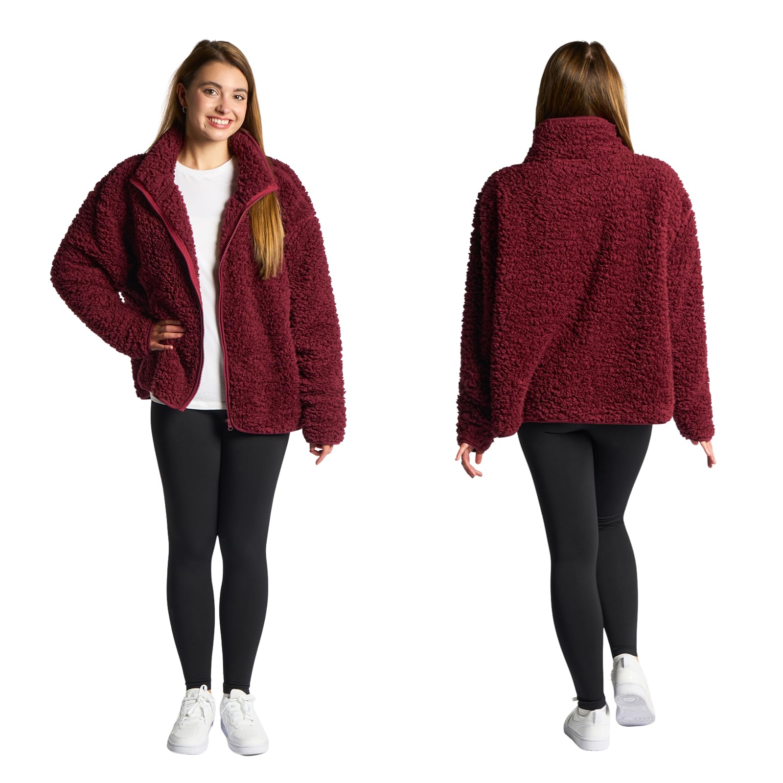 OHS Women's Sherpa Lined Hoodie Jacket - Purple - L/XL