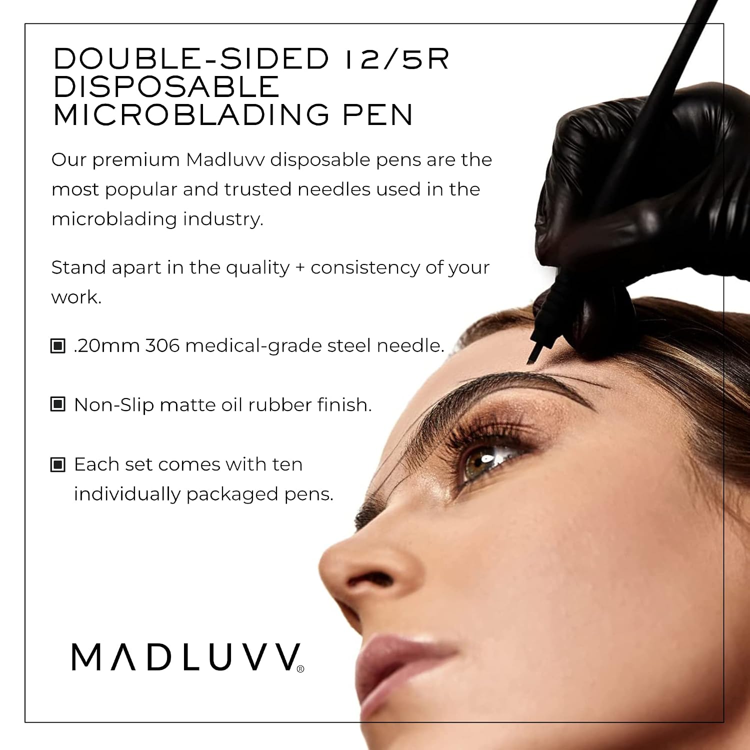 MADLUVV 2-in-1 Microblading & PMU Sterile Pen for Pigment Ink - #12/5R image 2
