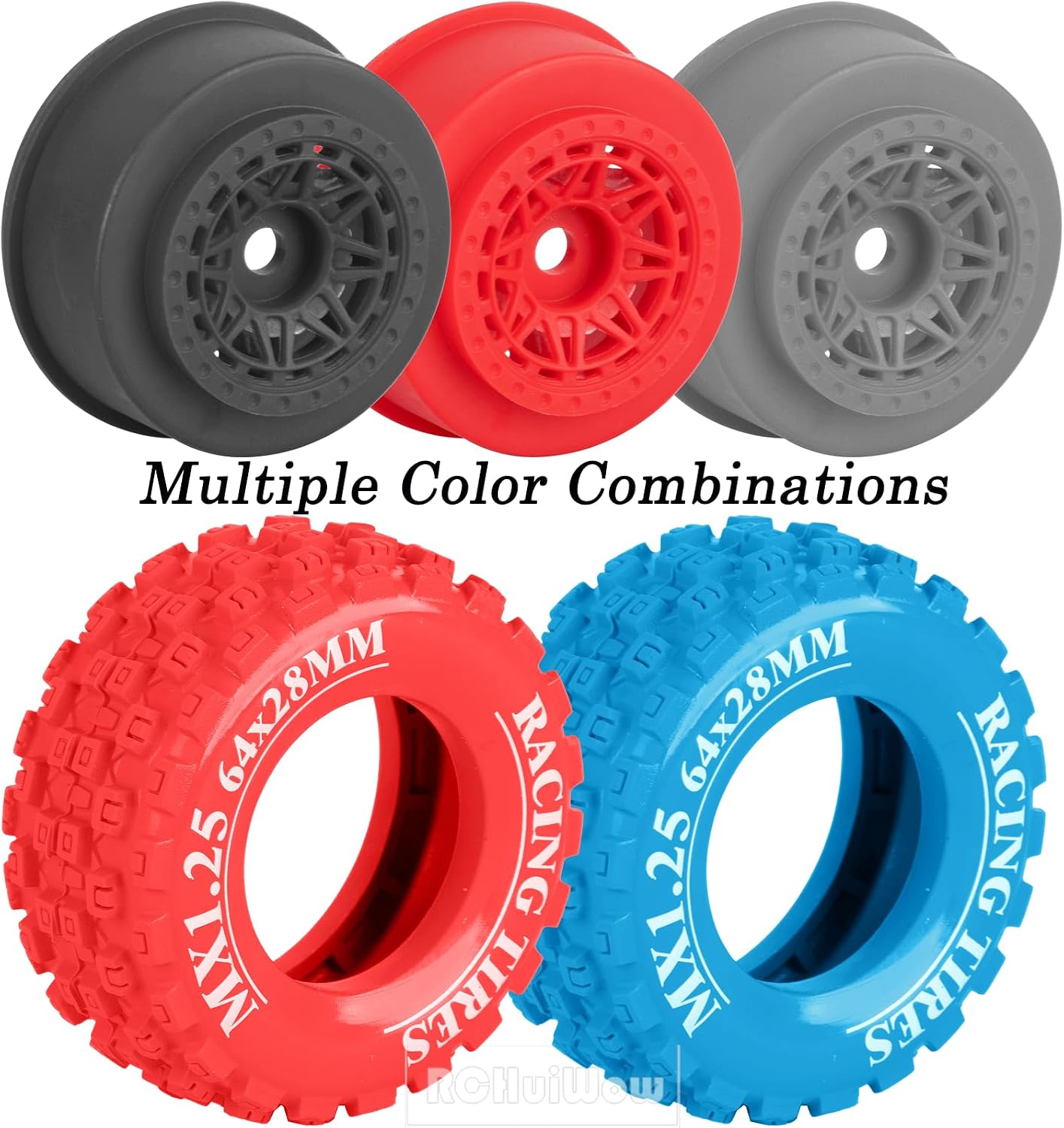 1/14 1/16 All-Terrain Short Course Tires for 1/16 Slash 4X4/Mojave GROM 223S,MJX 14301-14303,Tamiya KY0SH0 HP1 1/14 1/18 Scale On/Off Road,Blue&Black