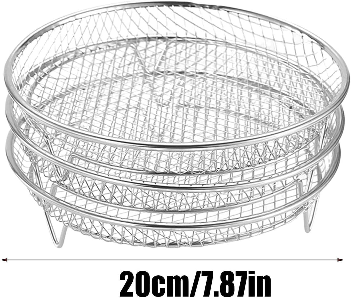 Air Fryer Rack – 3X Stackable Basket with Stainless Stand – Kitchen Oven Ac