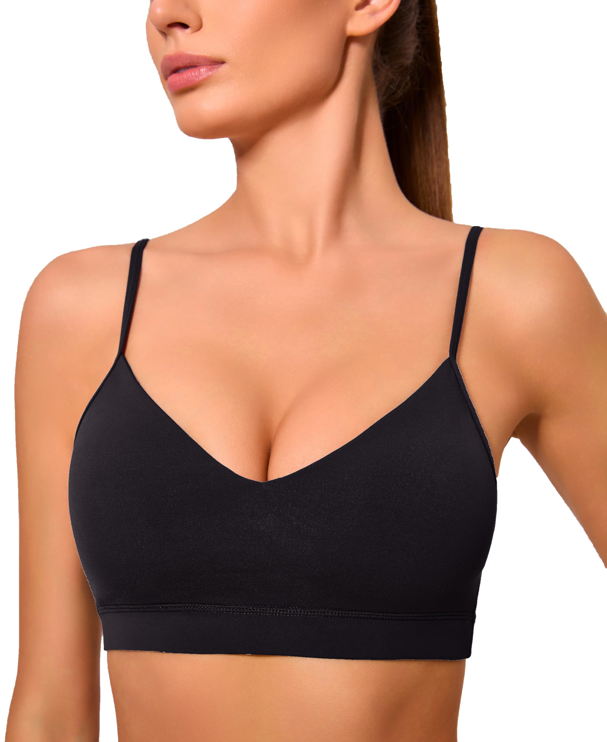 Photo 1 of Oalka Women’s V Neck Sports Bra Adjustable Straps Yoga Bras Black M