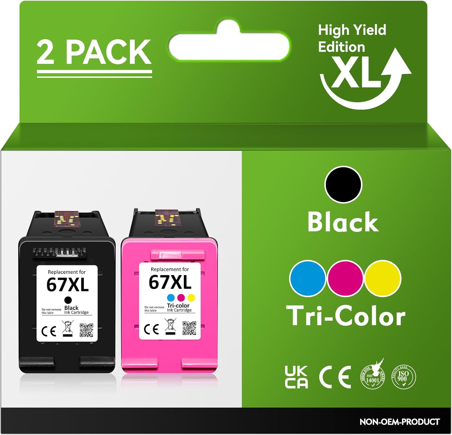67XL Ink Cartridges Black Color Combo Pack Replacement for